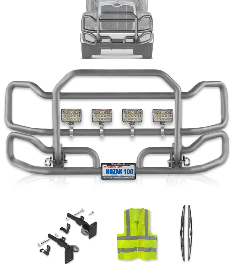 Front Grey Grille Guard Large Peterbilt 384