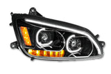 Headlight LED Black with Turn Signal Dual Passenger 2008-2018 Kenworth T660