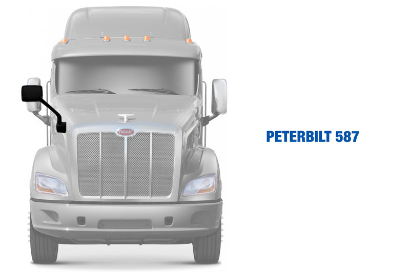 Hood Mirror Black Passenger Peterbilt 587
