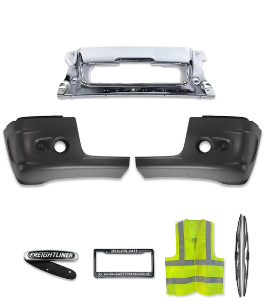 Bumper Chrome Center and Corners With One Hole Set 2005-2011 Freightliner Century 112 120