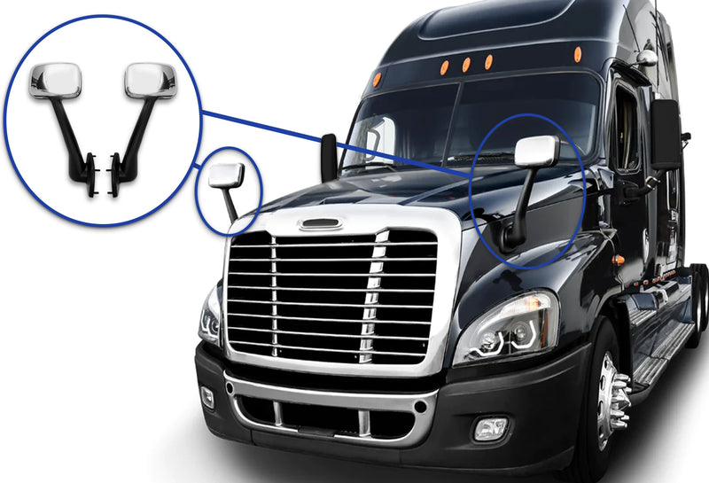 Hood Mirrors Chrome Set 2008-2017 Freightliner Cascadia 125 113