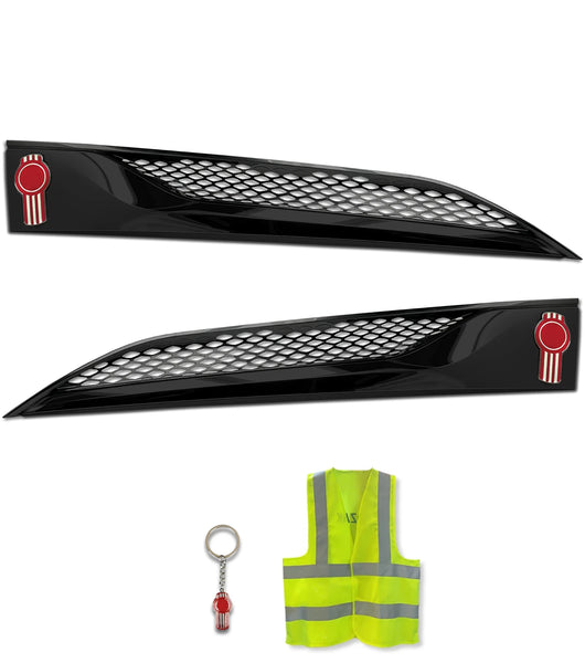 Side Hood Grilles Vent Trim Black Set 2022+ Kenworth T680 Next Gen