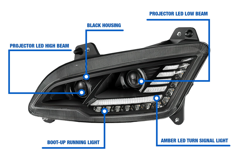 Headlight LED Black Driver 2022+ Peterbilt new 579
