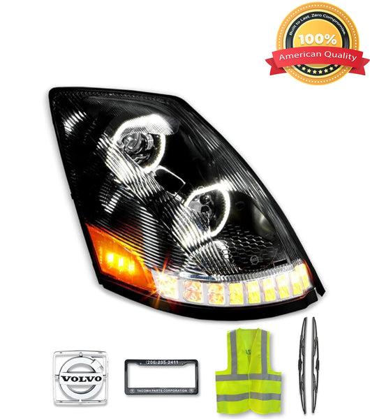 Headlight Full LED Black Passenger 2004-2017 Volvo VNL VNX VT