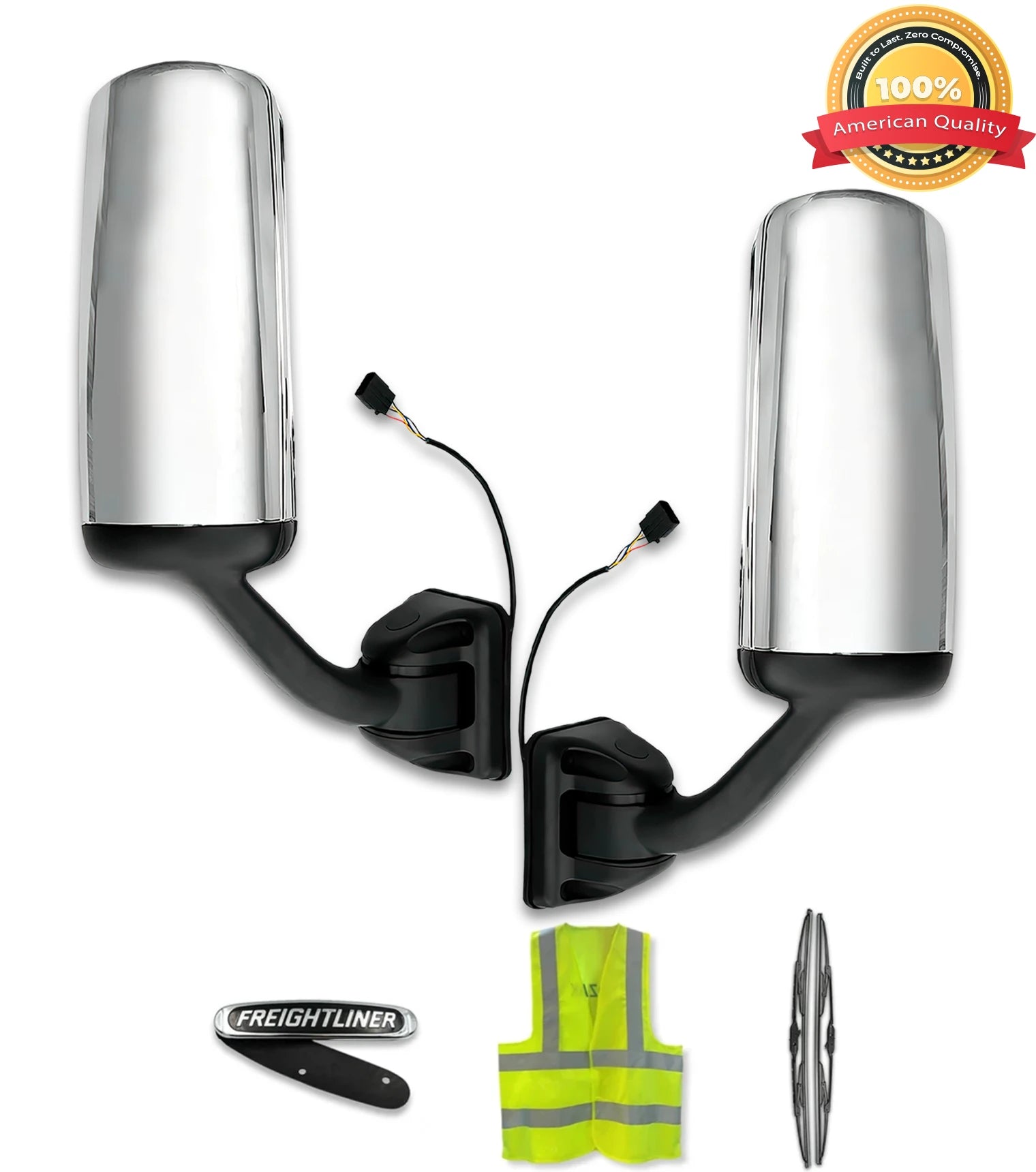 Heated Door Side Mirrors Chrome Set 2008-2017 Freightliner