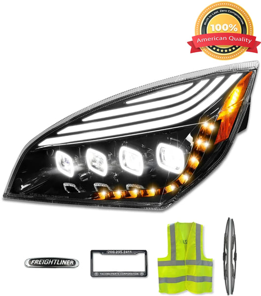 Headlight Full LED Quad Halo DRL Driver 2018+ Freightliner Cascadia 126 116