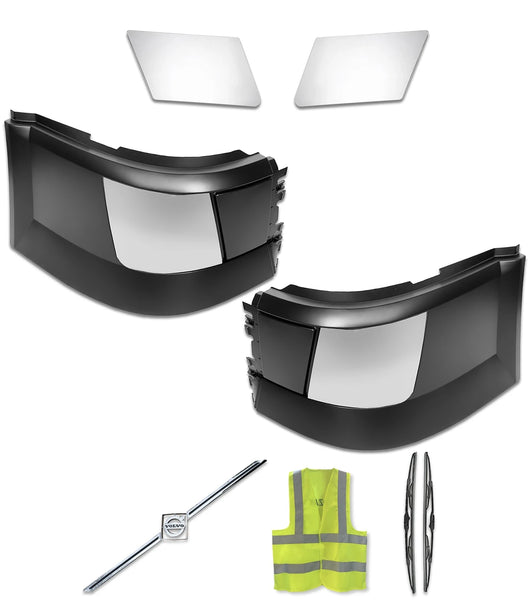 Bumper Corners No Fog Holes w/ Chrome Trims Set 2004-2015 Volvo VNL