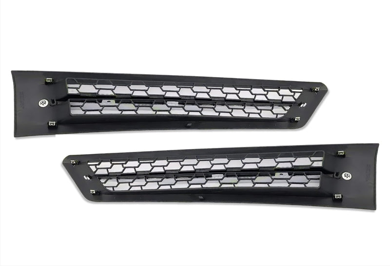 Side Hood Vents Black with Chrome Stripe Set 2018+ Freightliner Cascadia 116 126