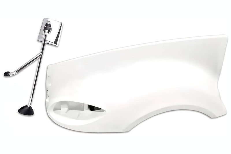 Hood Fender Fiberglass Driver with Hood Mirror 2006-2017 International Prostar