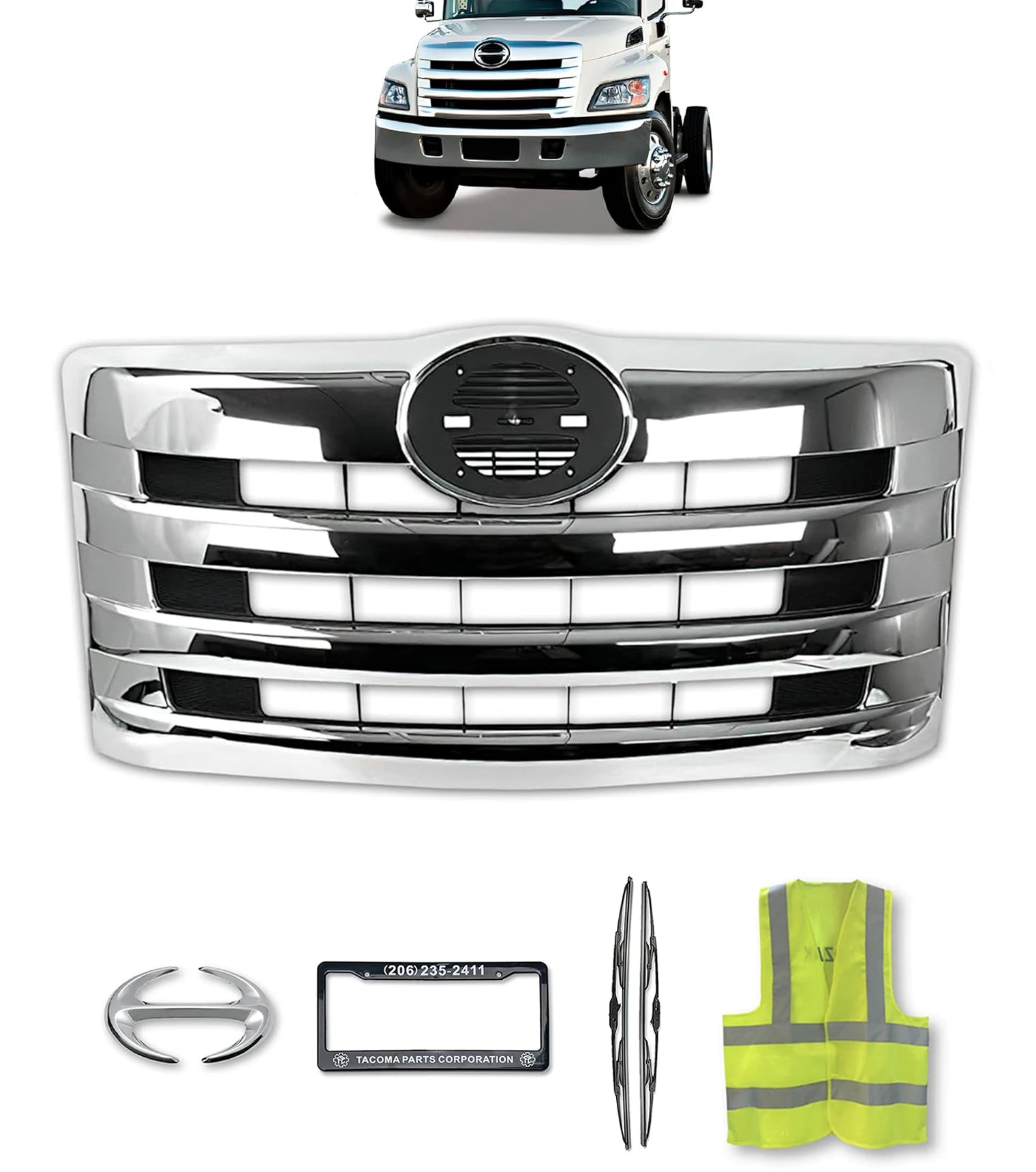 Grille Horizontal Chrome 2011+ Hino 238 258 268 338 – Tacoma Parts
