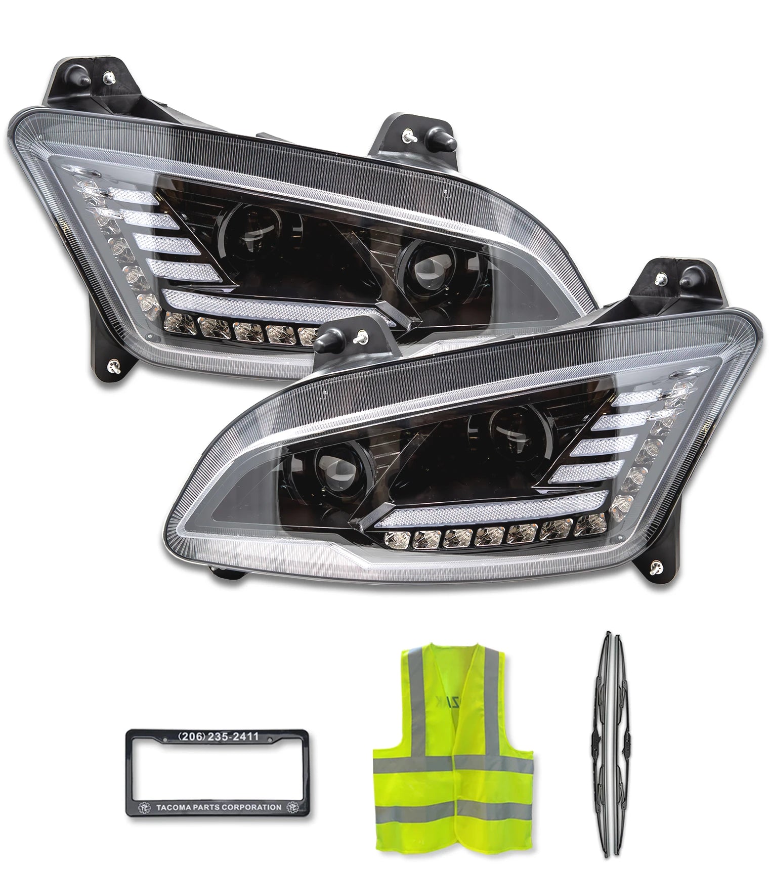 Headlights LED Black Set 2022 2023+ Peterbilt 579
