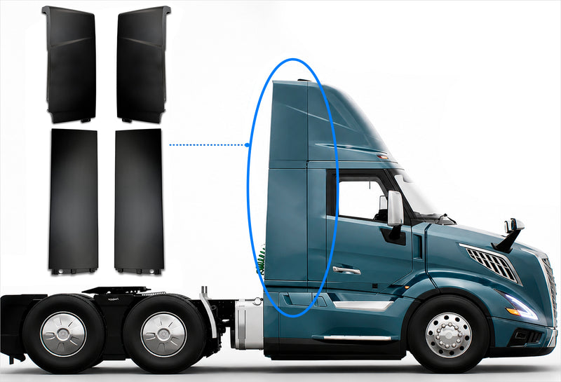 Cabin Fairing Upper and Lower Air Deflectors with Brackets Full Set 2025 2026 Volvo VNL 300 New