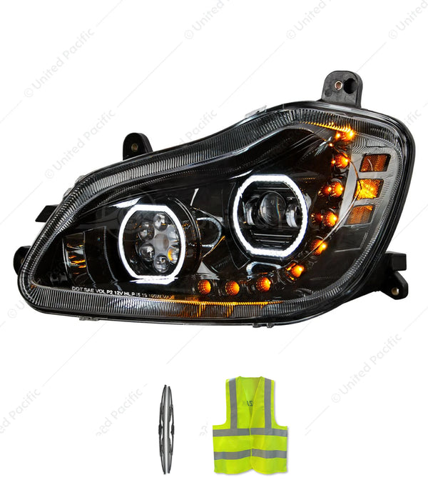 UNITED PACIFIC 35743 Black 10 LED Headlight for 2013-2021 Kenworth T680, Driver Side