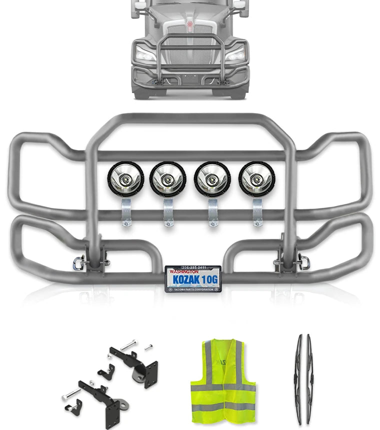 Front Grey Grille Guard Large 2022+ Kenworth T680 Next Gen (No Fog)