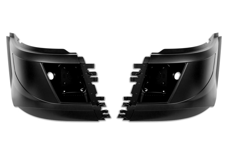 Bumper Corners w/ Fog Holes & LED Fog Lights Black Housing Set 2016-2017 Volvo VNL