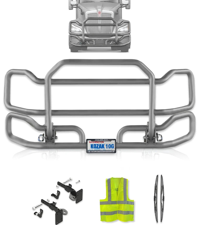 Front Grey Grille Guard Large 2022+ Kenworth T680 Next Gen (No Fog)