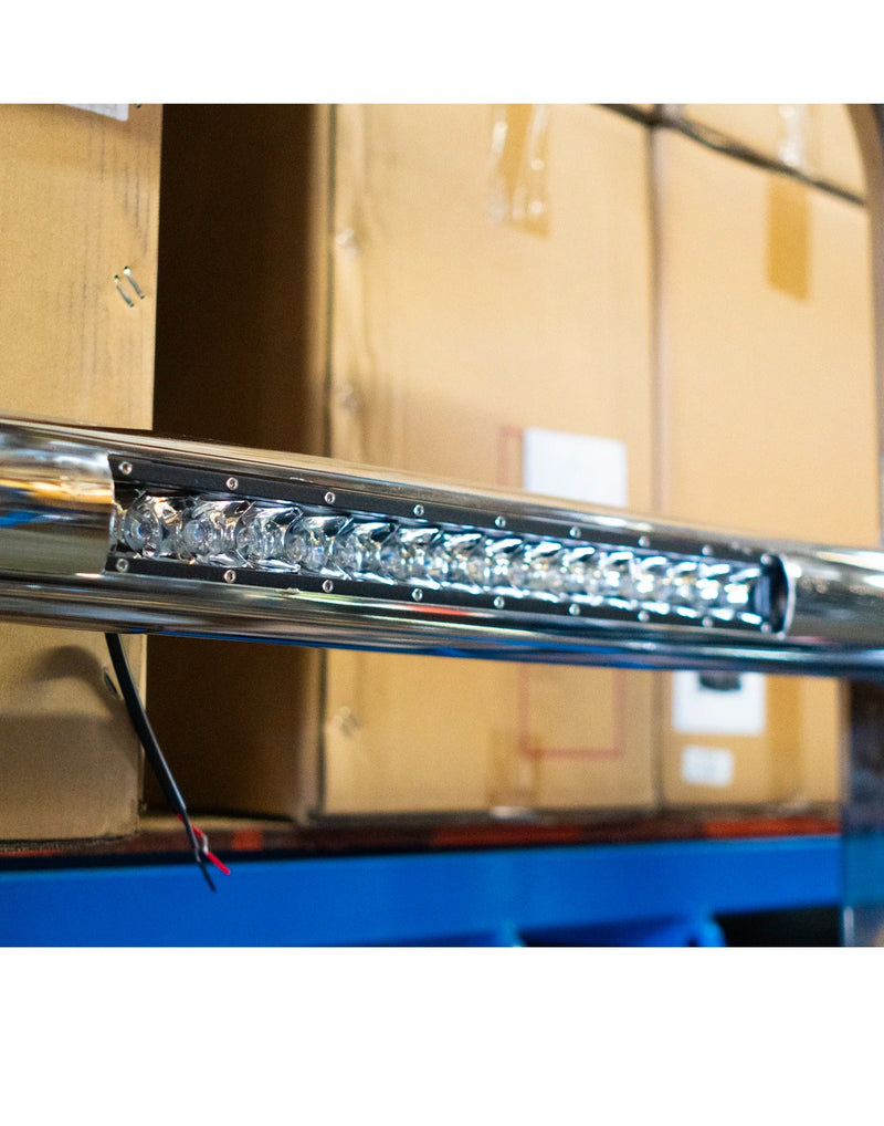 Chrome Grille Guard w/ Built in 16'' LED Bar 2022+ Peterbilt 579 NO Fog