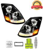 Headlights Full LED Black Set 2004-2017 Volvo VNL VNX VT