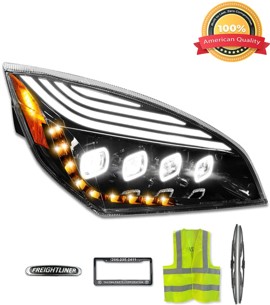 Headlight Full LED Quad Halo DRL Passenger 2018+ Freightliner Cascadia 126 116