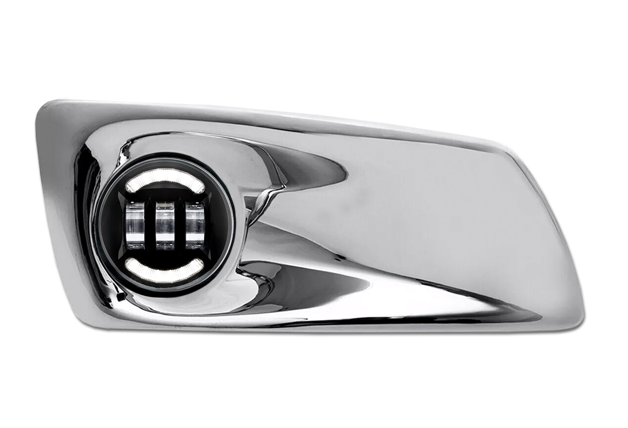 Fog Light Bezel Chrome Plastic & Black Full LED Fog Light