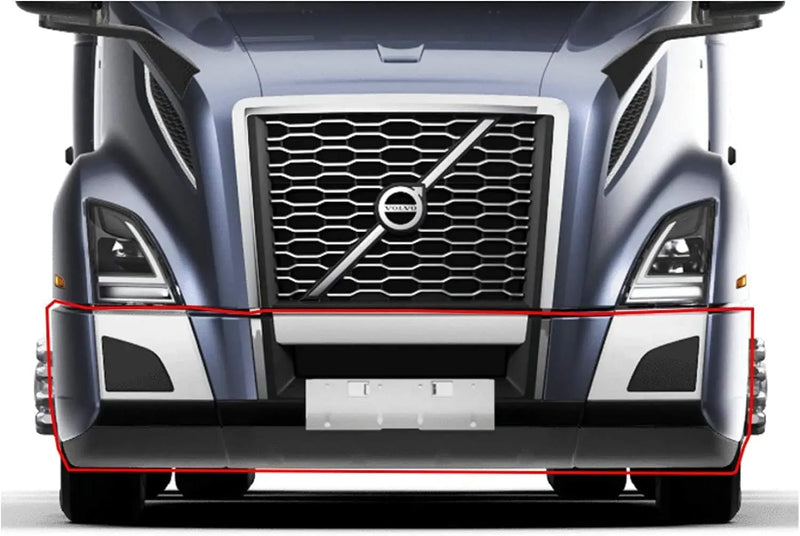 Bumper Set W/o Fog Light Holes Chrome Trim & Air Flow Deflector Set + Brackets Volvo VNL 2018+ - 