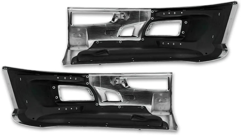 Kozak Chrome Plastic Bumper Extension Corners Pair with Fog lights and bezels Built-in LED Light Strip for Kenworth T660 - 