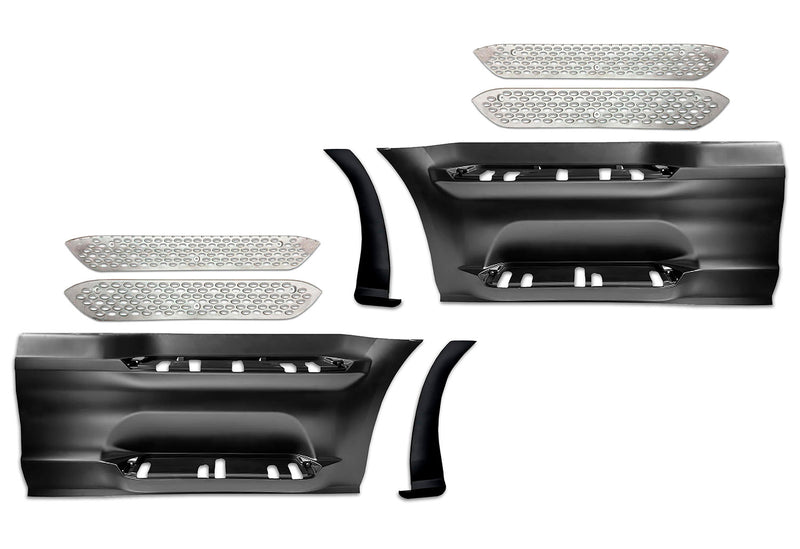 Front Step Side Panels w/Brackets, Upper & Lower Metal Steps, Extensions Set 2022+ Peterbilt 579