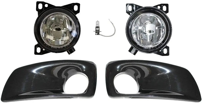 Kozak Black Plastic Bumper Extension Corners Pair With Brackets and Fog lights with bezels for Kenworth T660 - 