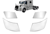 Hood Mirror Chrome Driver w/ Fender & Bumper Corners Set 2004-2015 Volvo VNL