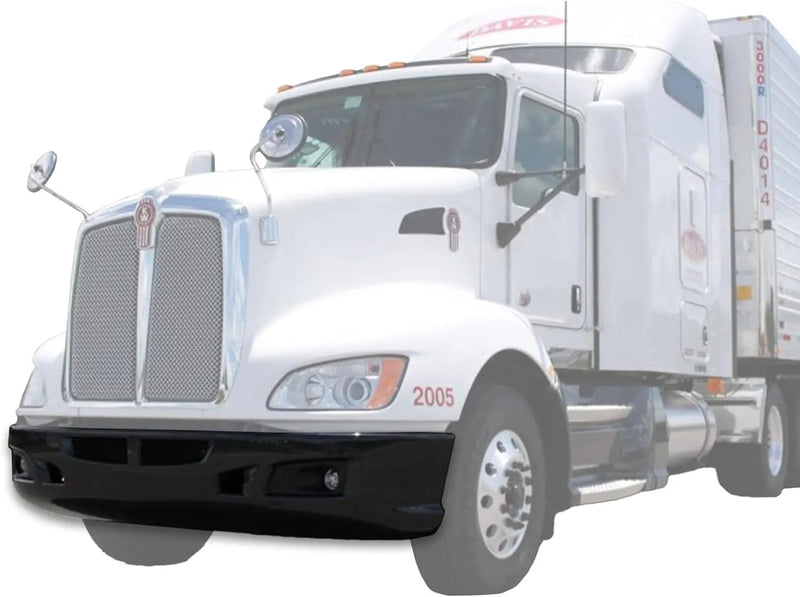 Kozak Black Plastic Bumper Extension Corners Pair With Brackets and Fog lights with bezels for Kenworth T660 - 