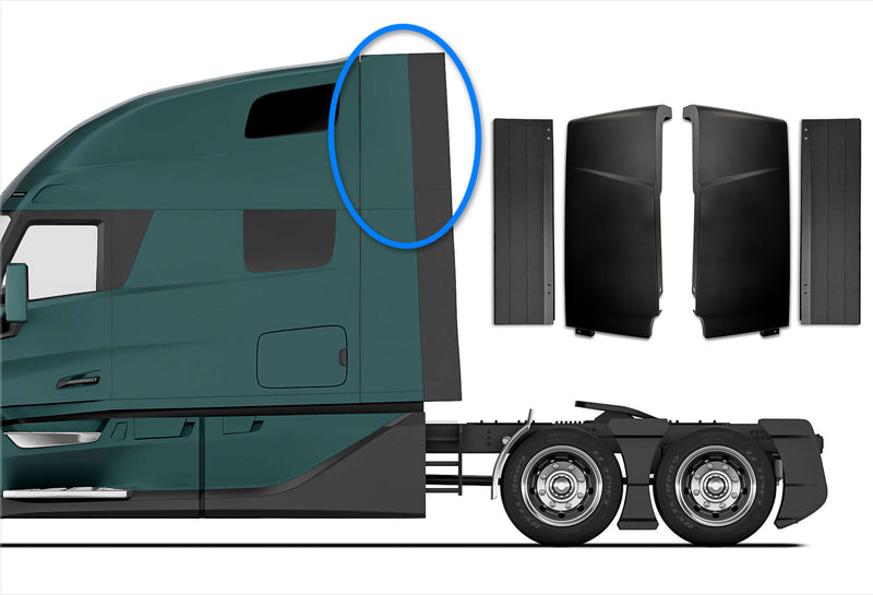 Cabin Fairing Upper Air Deflectors with Extensions Set  2025 2026 Volvo VNL New