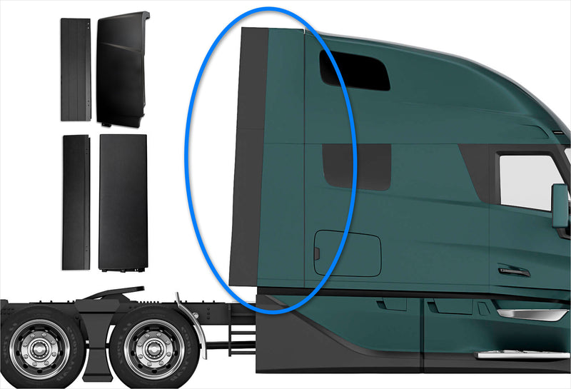 Cabin Fairing Upper & Lower Air Deflector with Extensions Passenger 2025 2026 Volvo VNL New