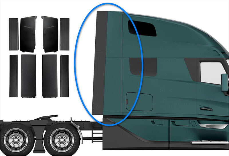 Cabin Fairing Upper & Lower Air Deflectors with Extensions Set 2025 2026 Volvo VNL New