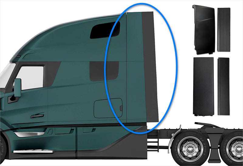 Cabin Fairing Upper & Lower Air Deflectors with Extensions & Brackets Driver 2025 2026 Volvo VNL New