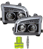 Headlights Full LED Performance Black Housing Set Kenworth T880