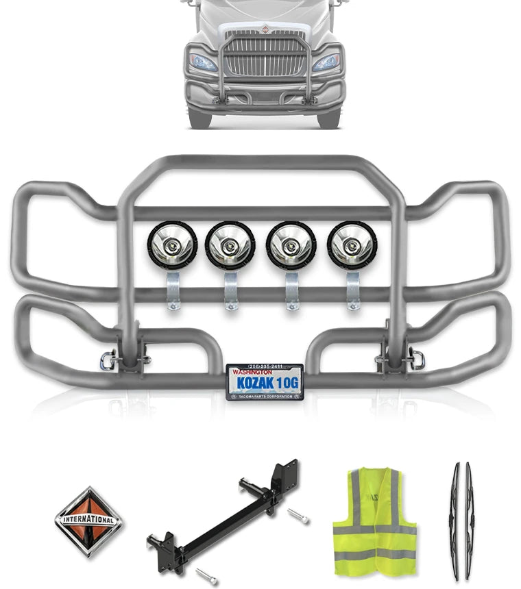 Front Grey Grille Guard Large 2008+ International Prostar (plastic bumper)