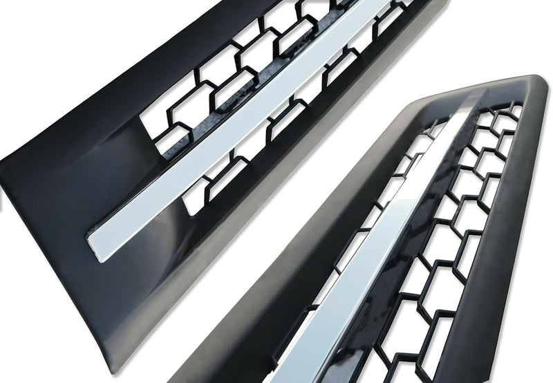 Side Hood Vents Black with Chrome Stripe Set 2018+ Freightliner Cascadia 116 126