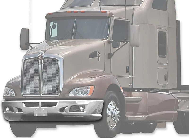 Kozak Chrome Plastic Bumper Extension Corners Pair with Fog lights and bezels Built-in LED Light Strip for Kenworth T660 - 
