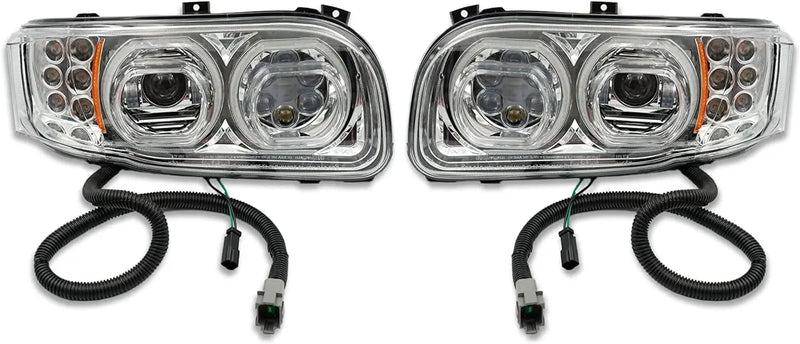 Chrome Housing Full LED Headlights Pair Pete 388 389