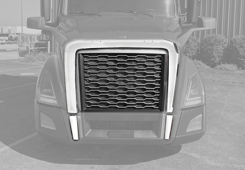 Chrome Grille with Bug Screen & Surround Bug Shield Deflector 2018-2024 Volvo VNL