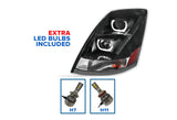 Headlight with LED bar Black Driver 2004-2017 Volvo VNL VNX VT