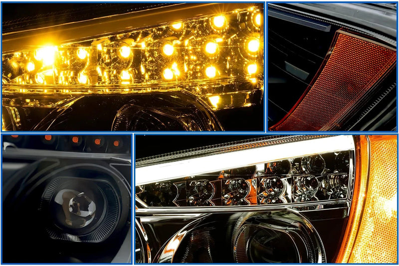 Headlights LED Bar Turn Signal Black Set 2008-2016 KW T660 T700