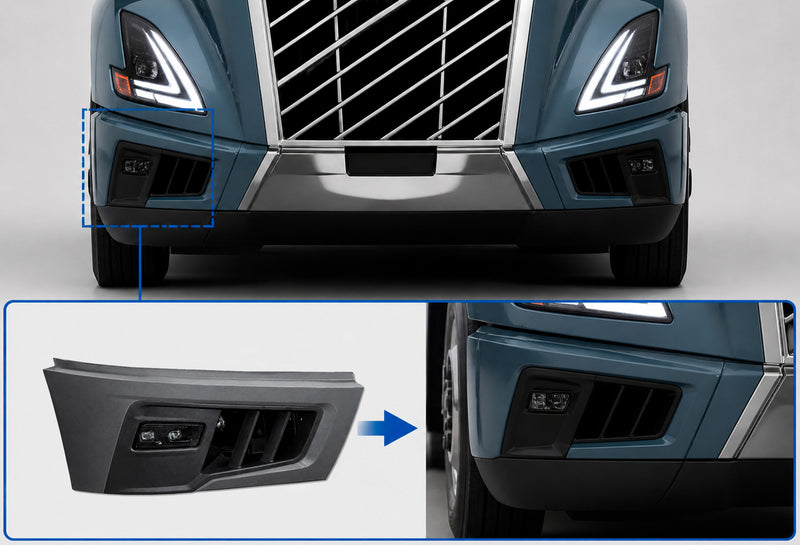 Bumper Corner, End Cap, Bezel and Fog Lamp Set Driver 2025+ Volvo VNL New