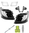 Bumper Corners w/ Fog Holes w/Chrome Trims & Brackets Set 2016-2017 Volvo VNL