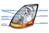 Headlight Full LED Chrome Driver 2004-2017 Volvo VNL VNX VT