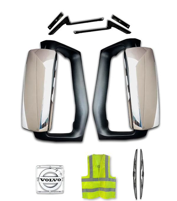 Side View Door Mirrors Power Heated Chrome Set Volvo 2004+ VNL VNM VNX