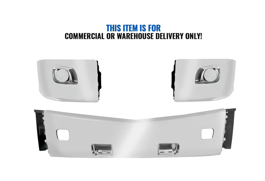 Bumper Set No Fog Hole Chrome Plastic 2013-2021 Peterbilt 579