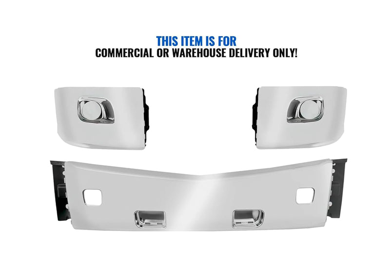 Bumper Complete Set No Fog Hole Chrome Plastic 2013-2021 Peterbilt 579