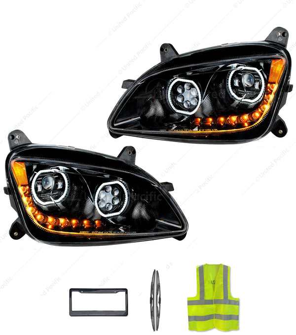 UNITED PACIFIC 35747 35748 10 LED Headlight For 2010-2016 Peterbilt 587 & 2012-2021 579, Set