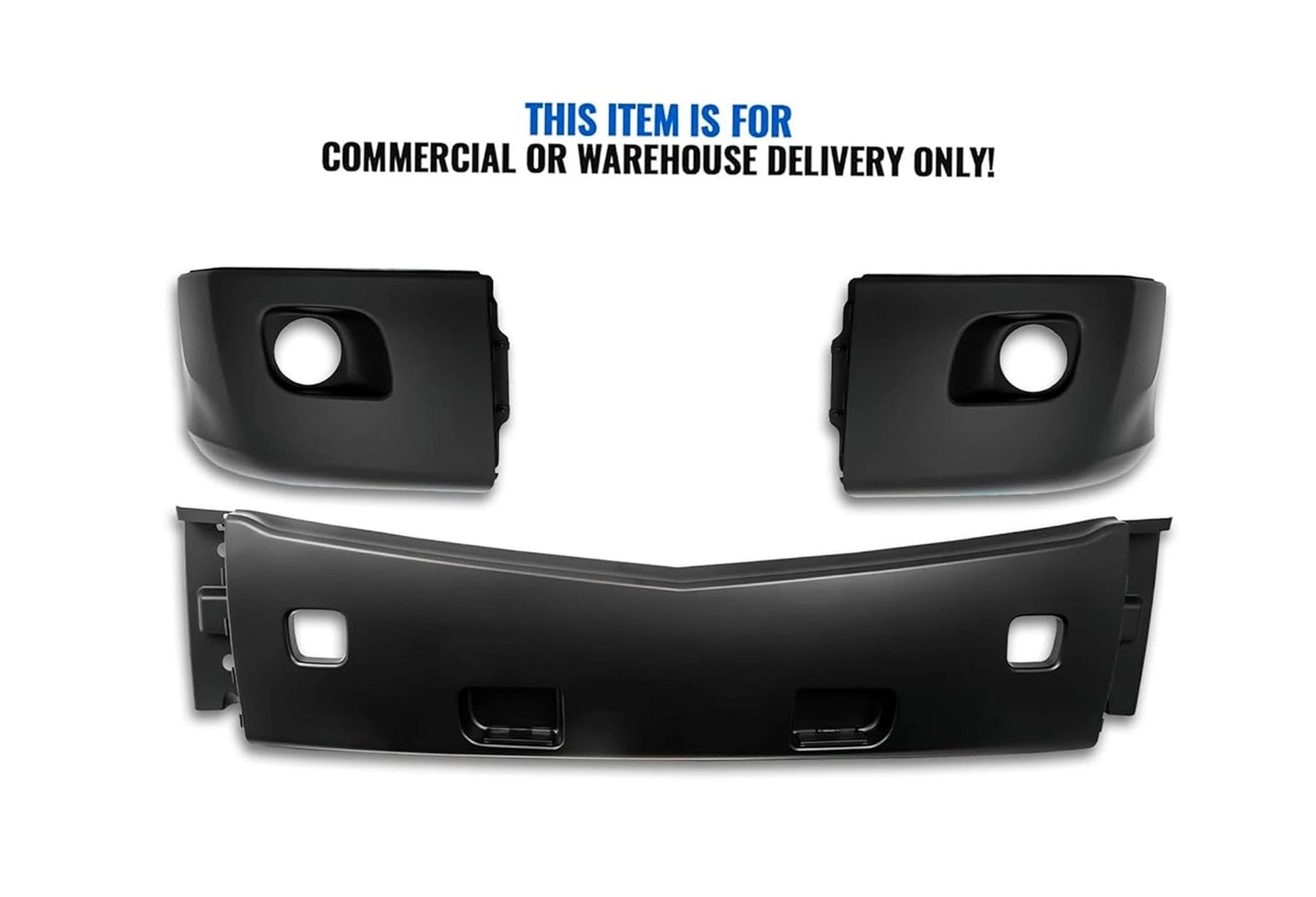 QSC Truck Parts Front Bumper Set (Left, Right, Middle) With Fog Light Holes For Peterbilt 579 – Black, Direct Replacement